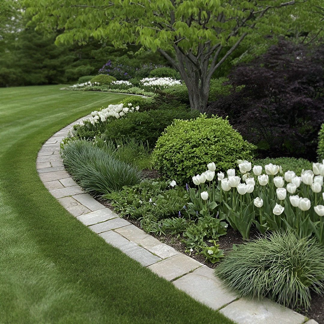Gepflasterter Aussenbereich mit klaren Kanten